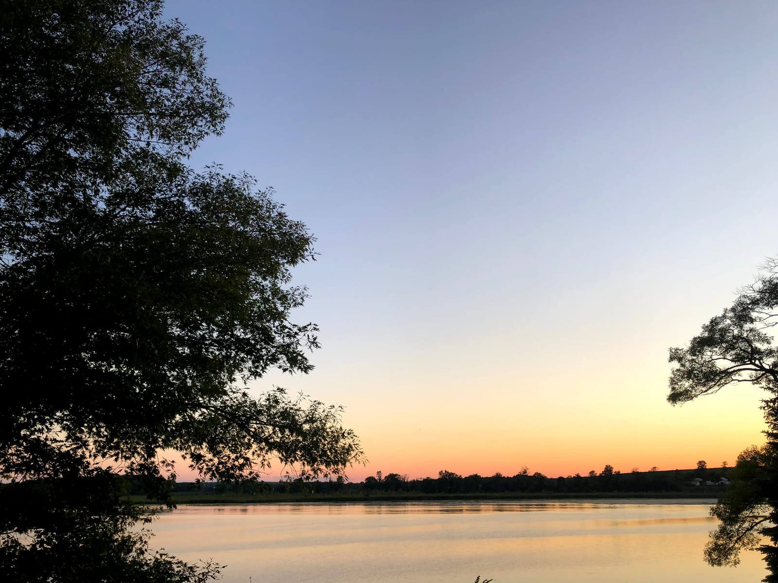 Afterglow over the lake after sundown