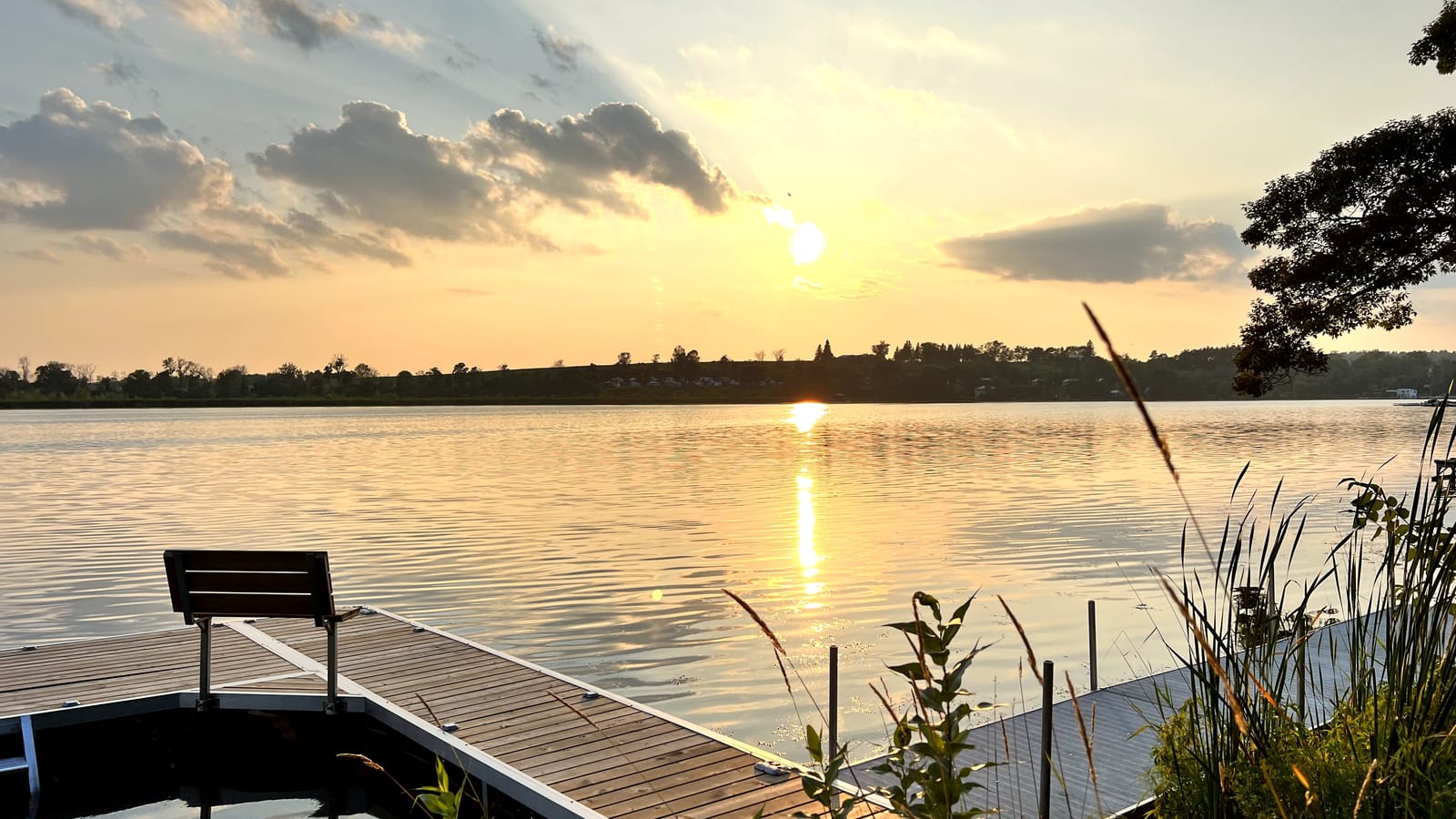 Golden sunset over Rice Lake from the private dock
